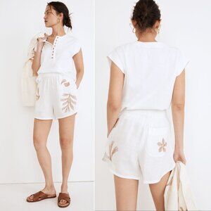Madewell Embroidered LINEN Pasadena Pull-On SHORTS Size XXL Tropicale Floral NEW